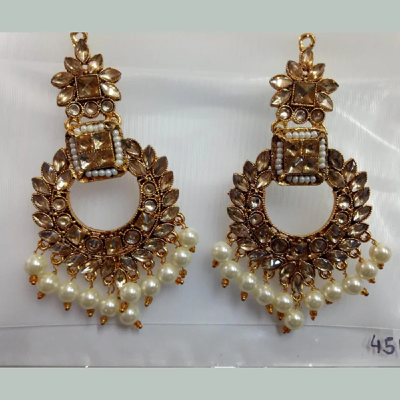 women’s choker earrings-Khushboo Jewellers Gold Plated Crystal Stone And Pearl Dangler Earrings