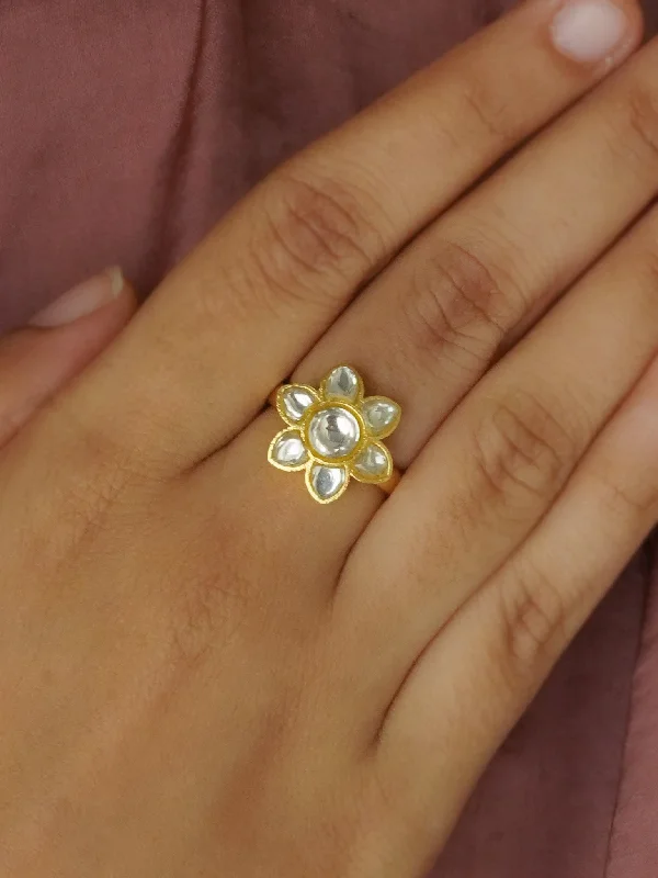 women’s gold rings-White Color Gold Plated Ring - TR-RNG25