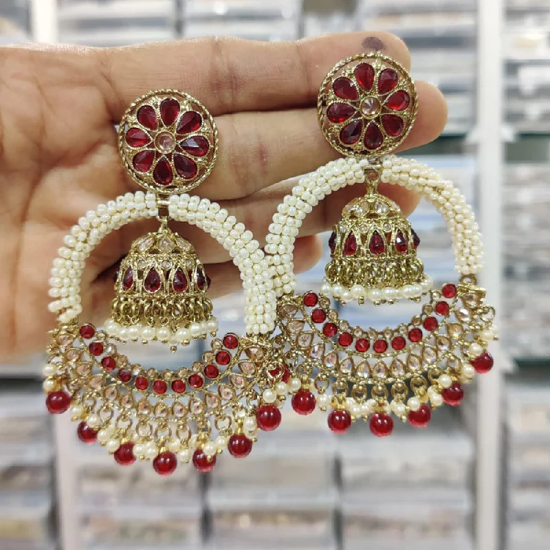 women’s gold dangle earrings-Manisha Jewellery Gold Plated Crystal Stone And Pearls Dangler Earrings