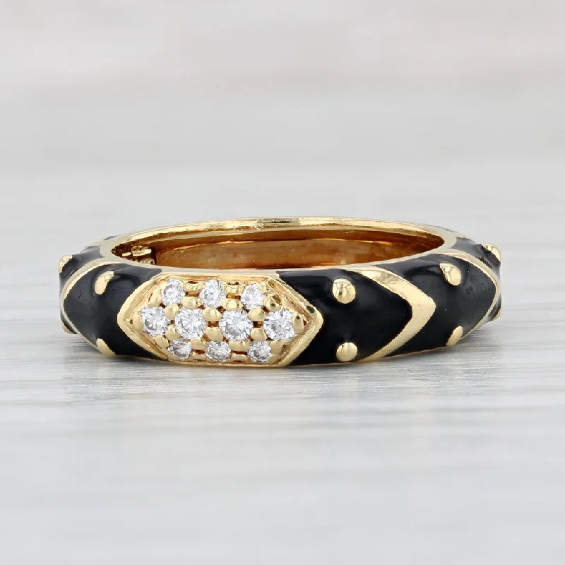 women’s gold engagement rings-Hidalgo 0.12ctw Diamond Ring 18k Yellow Gold Black Enamel Stackable Band