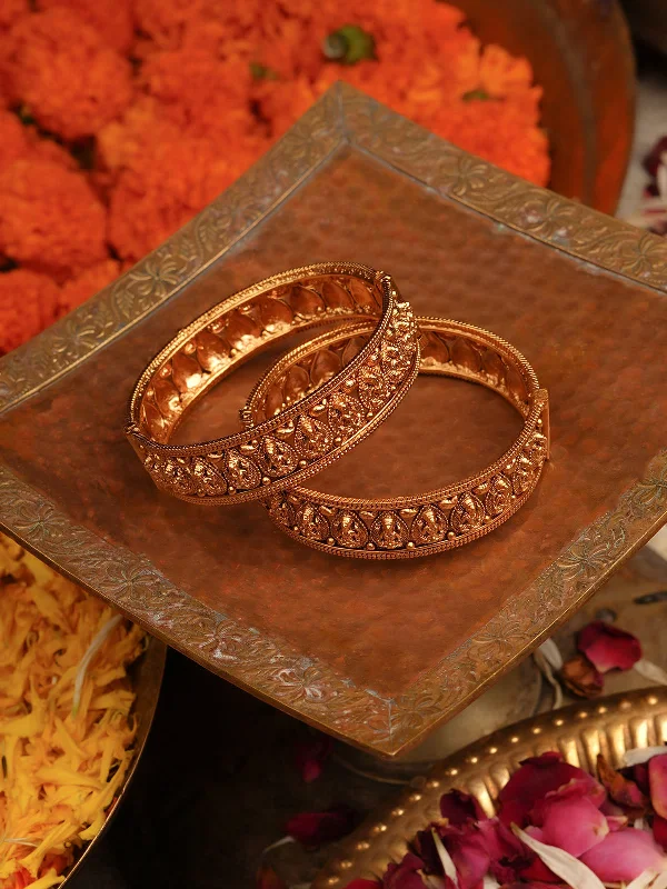 women’s wire bracelets-Gold Plated Temple Bangles - TMPBAN102