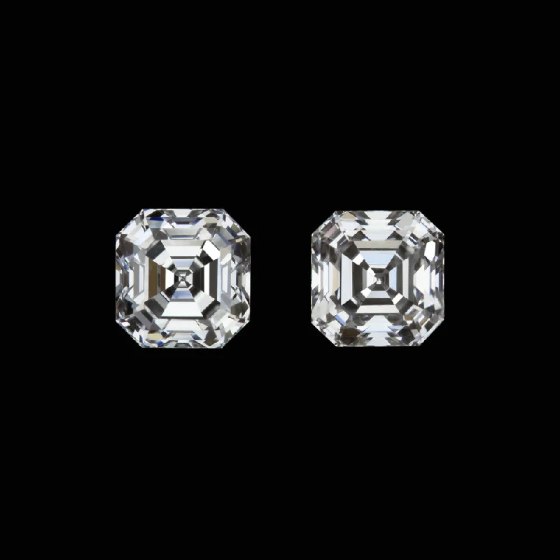 women’s hoop earrings set-0.51ct F-G VS1-VS2 ASSCHER CUT DIAMOND STUD EARRINGS MATCHING PAIR ACCENTS 1/2ct