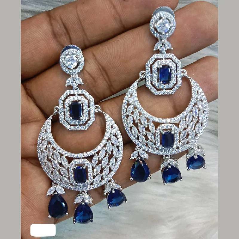 women’s matching earrings-Jain Jewellers Silver Plated AD Dangler Earrings