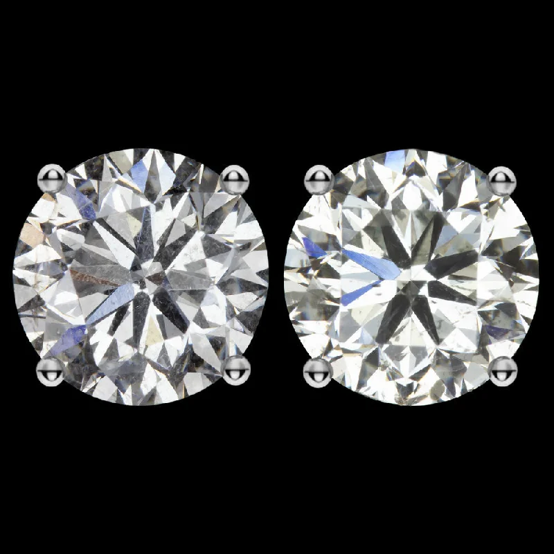 women’s gold earrings-4 CARAT EXCELLENT CUT G-H SI DIAMOND STUD EARRINGS CLEAN ROUND NATURAL PAIR 4ct