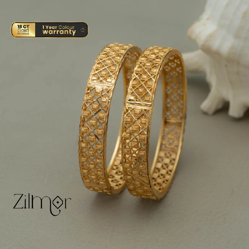 women’s fashion bracelets-KF101444 - Gold Plated Bangle (pair)