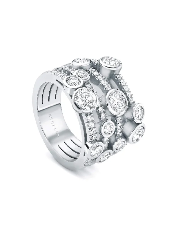 women’s silver engagement rings-Waterfall Medium Platinum Diamond Ring