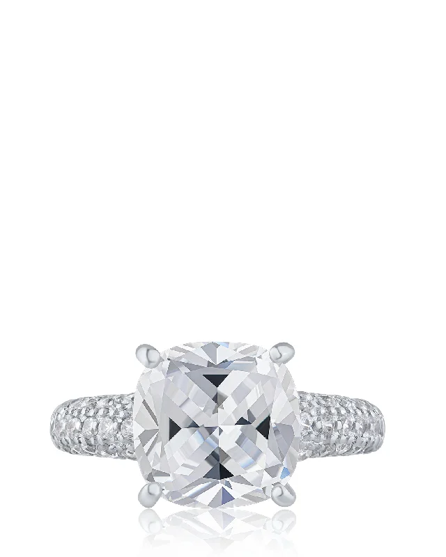 women’s halo engagement rings-Cushion CZ ring