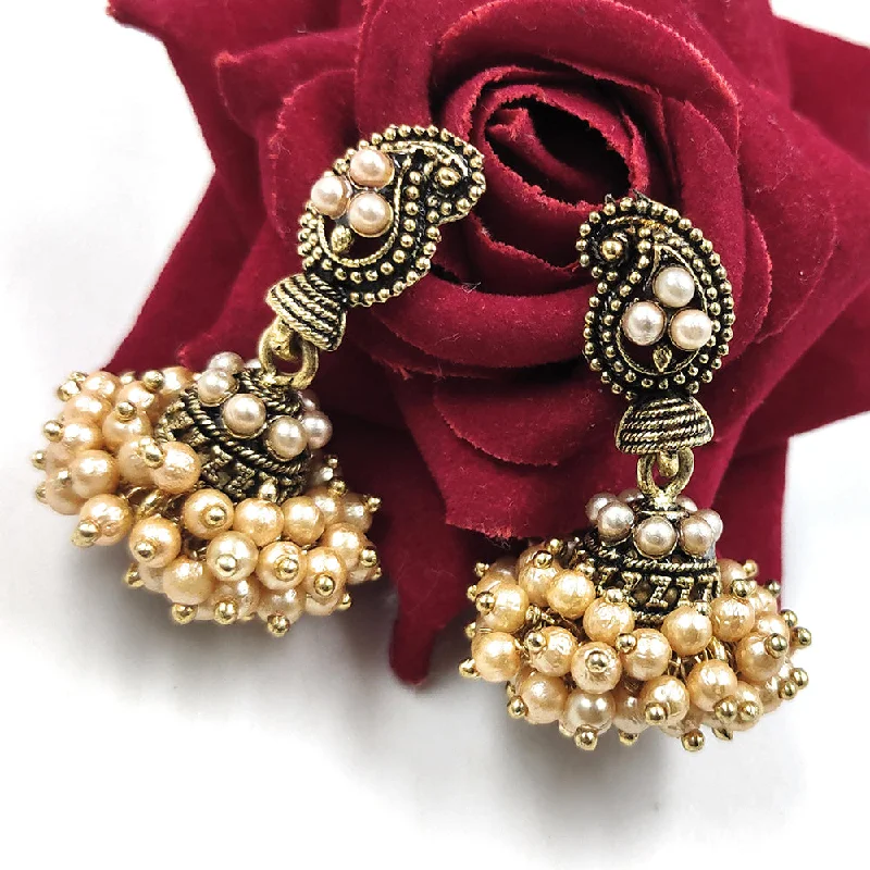 women’s chandelier earrings-Gehana Mahal Gold Plated Pearl Jhumki Earrings