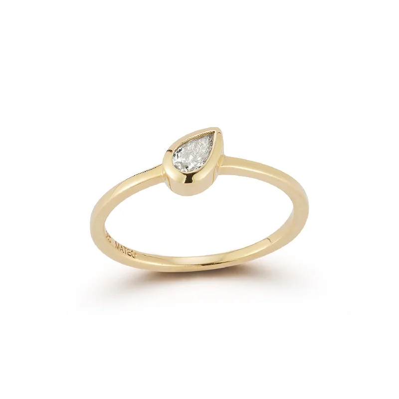 women’s gold diamond engagement rings-14kt At An Angle Pear Diamond Ring