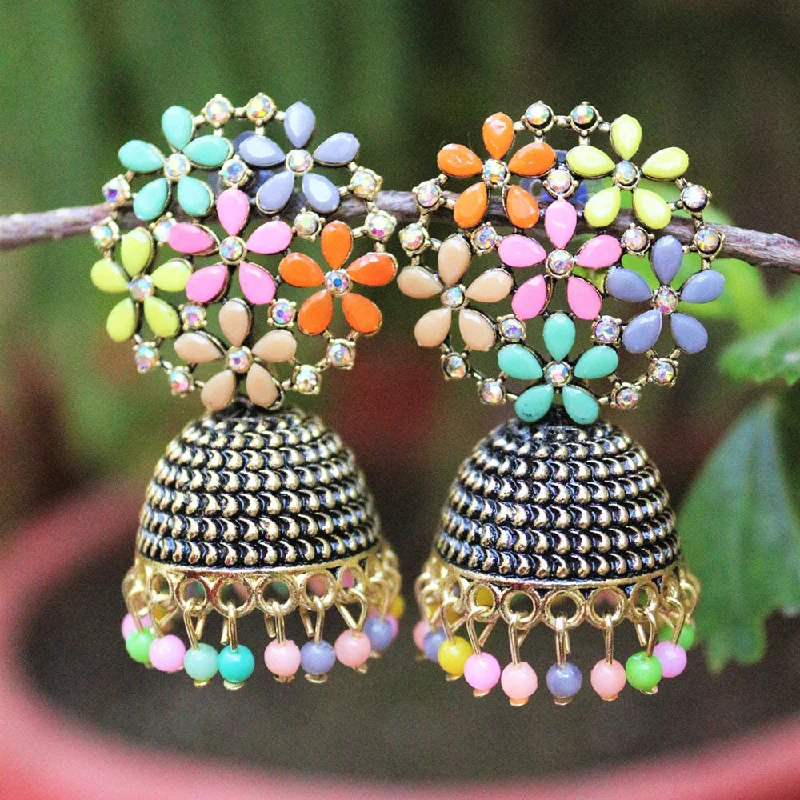 women’s designer earrings-H K Fashion  Pota Stone Jhumki Earrings