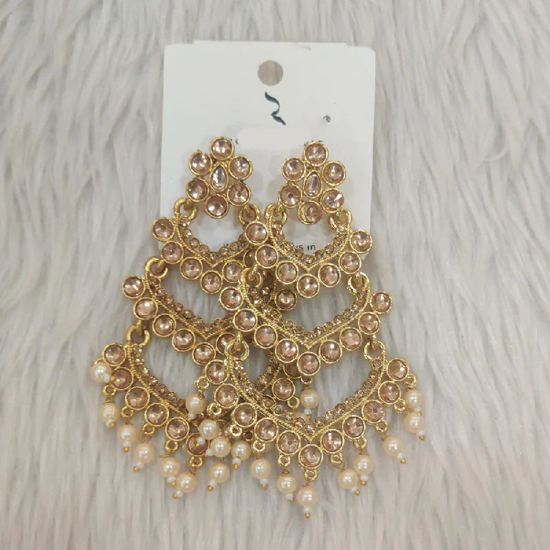 women’s oversized earrings-Dhwani Gold Plated Crystal Stone Dangler Earrings