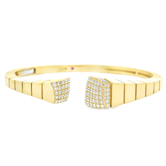 women’s adjustable bracelets-Roberto Coin 18K Yellow Gold Diamond Bangle