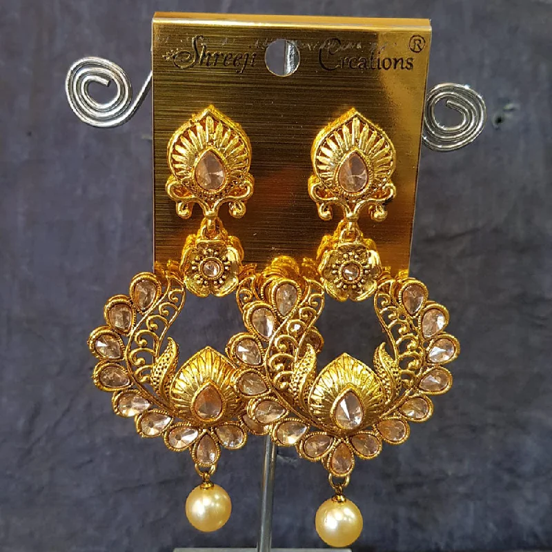 women’s silver drop earrings-Shreeji Gold Plated Crystal Stone Dangler Earrings