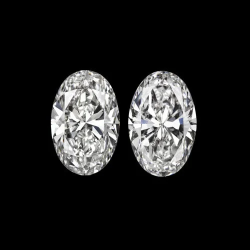 women’s double hoop earrings-OVAL CUT LAB CREATED DIAMOND MATCHING PAIR .40ct STUD EARRINGS LOOSE SIDE ACCENT