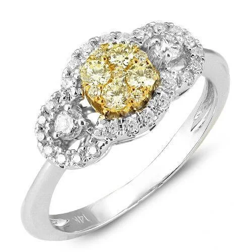 women’s promise rings-14KW 0.65CTW FANCY YELLOW DIAMOND 3-STONE CLUSTER