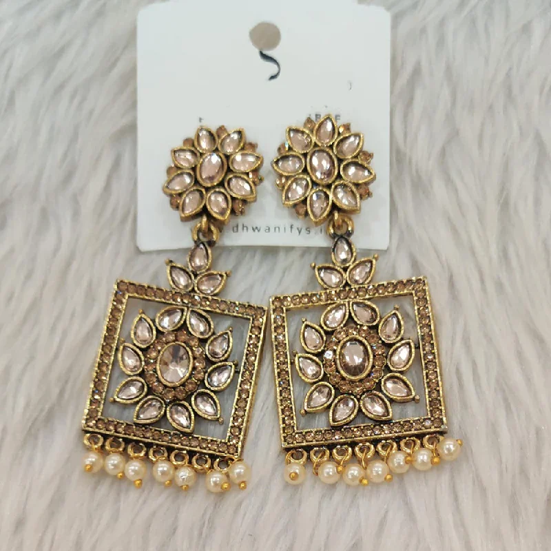 women’s sparkly earrings-Dhwani Gold Plated Crystal Stone Dangler Earrings