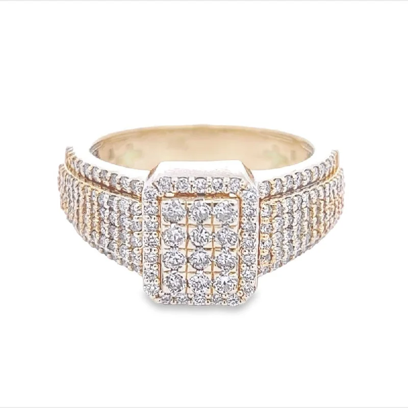 women’s round diamond engagement rings-Raised Cushion Diamond Ring 1.60cttw 10K Gold