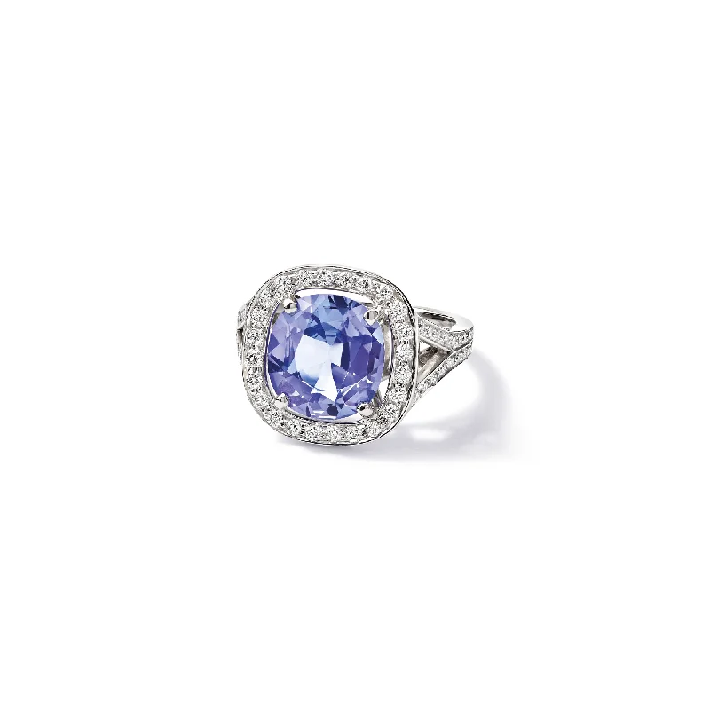 women’s silver stackable rings-Iola Ring 18ct White Gold - Tanzanite & Diamond