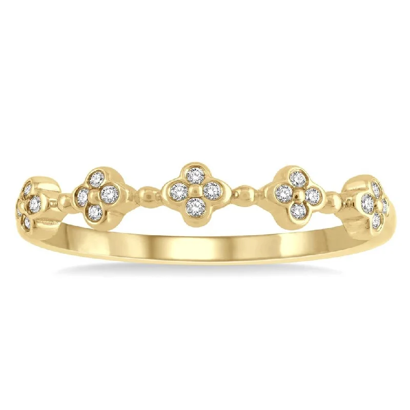 women’s oval diamond engagement rings-10K Yellow Gold Stackable Clover Diamond Ring