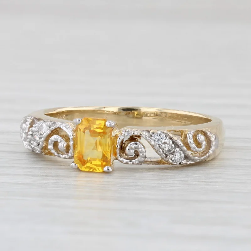 women’s vintage diamond engagement rings-0.79ctw Yellow Sapphire Diamond Ring 14k Yellow Gold Size 8 Stackable