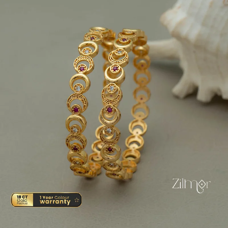 women’s bangle sets-TR10044 - Golden Tone Bangle (Pair)