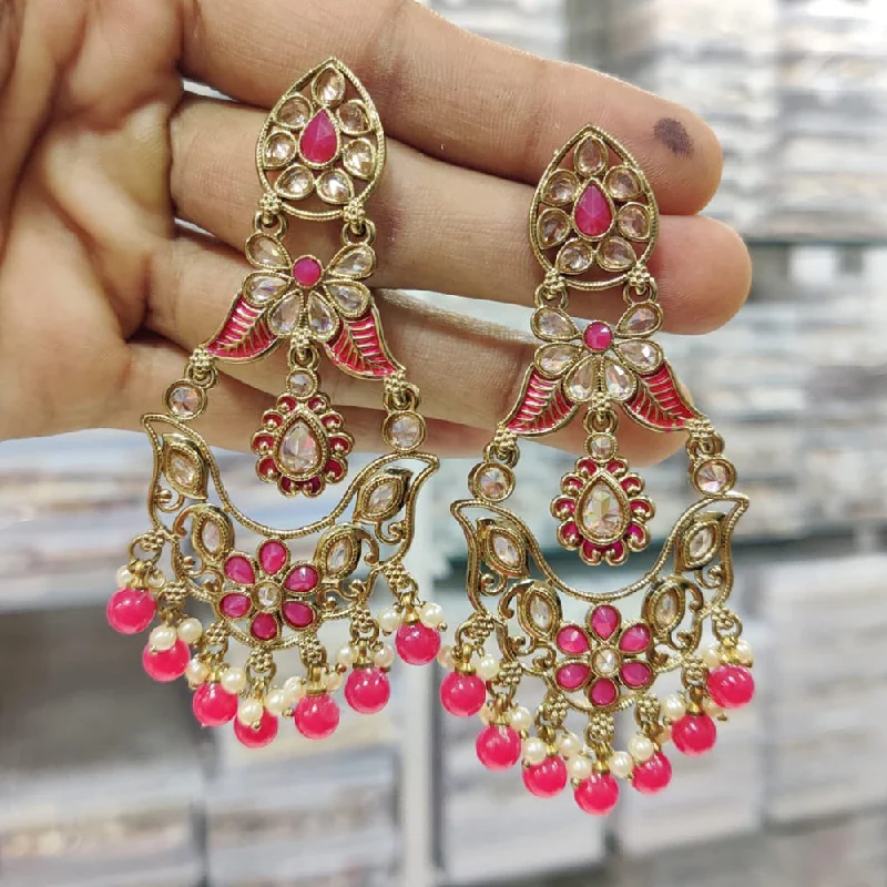 women’s cubic zirconia earrings-Manisha Jewellery Gold Plated Crystal Stone And Pearls Dangler Earrings