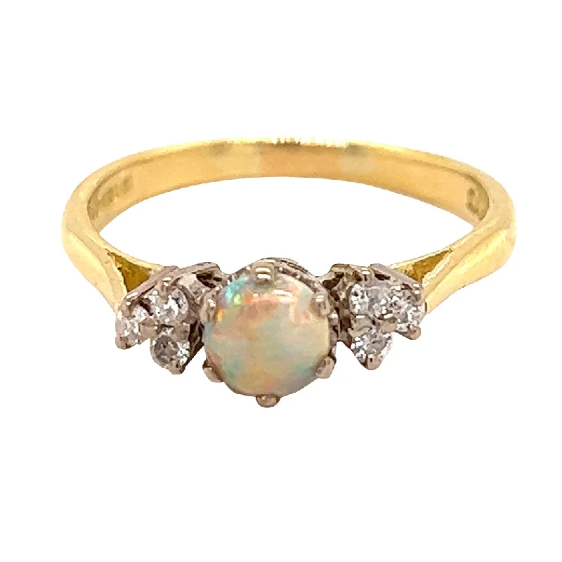 women’s romantic halo engagement rings-Opal & Diamond Ring