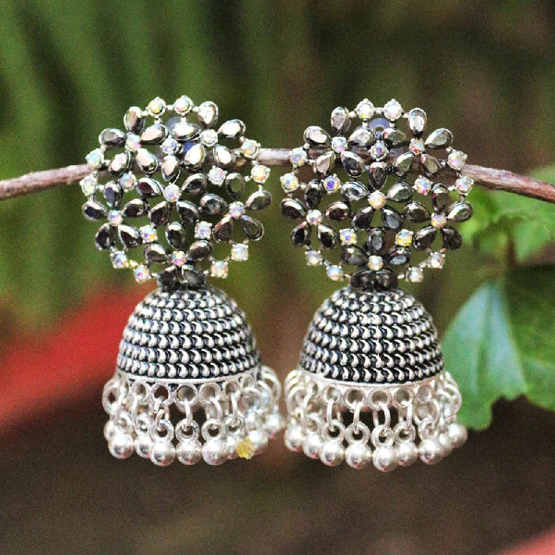 women’s long dangle earrings-H K Fashion  Silver Plated  Jhumki Earrings