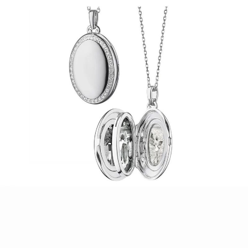 women’s fashion necklaces-Four Image Midi Sapphire Locket Necklace