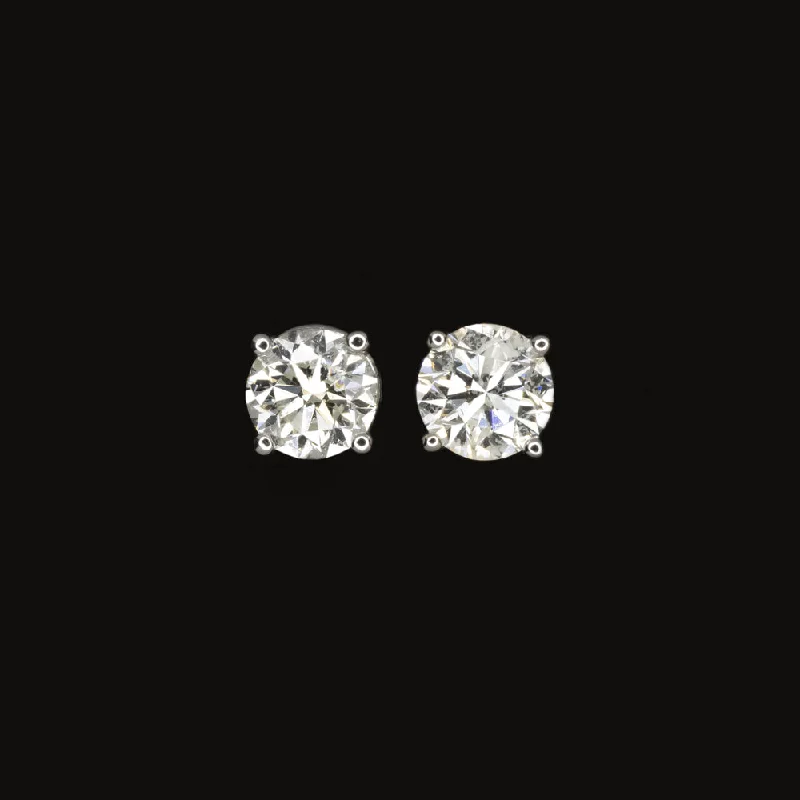 women’s gemstone stud earrings-0.80ct NATURAL DIAMOND STUD EARRINGS ROUND BRILLIANT CUT 14k WHITE GOLD CLASSIC