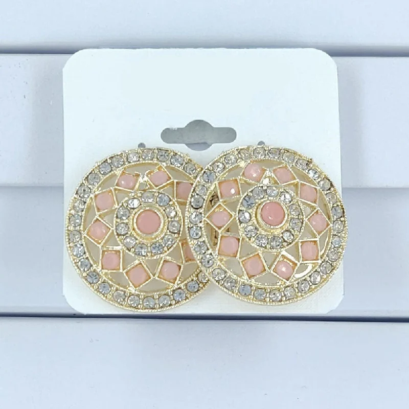 women’s luxury earrings-Corbeda Fashion Gold Plated Stud Earrings