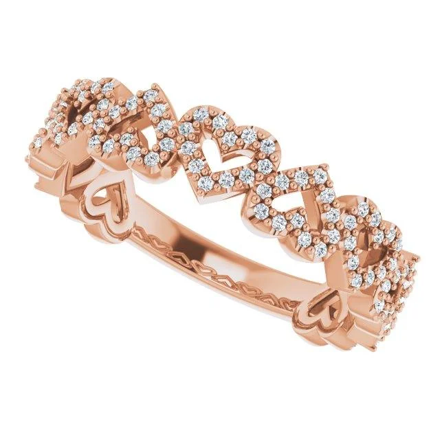 women’s minimalist rings-JDTK-SP124362- 14K Rose 1/3 CTW Diamond Stackable Heart Ring