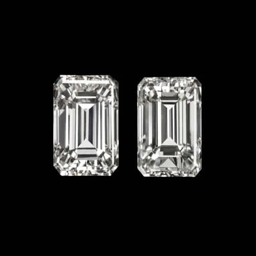 women’s luxurious earrings-EMERALD CUT DIAMOND MATCHING PAIR F VS 0.37ct STUD EARRINGS LOOSE 3 STONE ACCENT