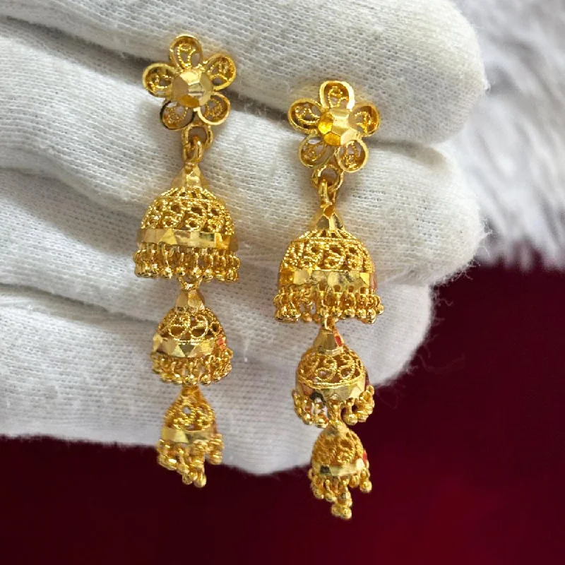 women’s gold hoop earrings-Pari Art Jewellery Forming Gold Jhumki Earrings