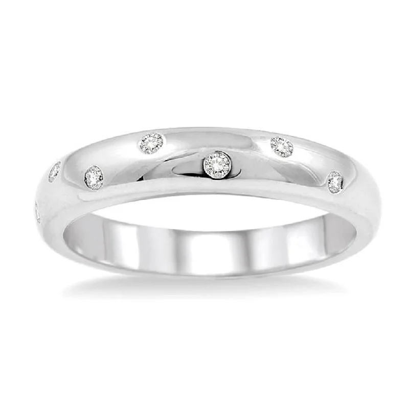 women’s timeless engagement rings-Sterling Silver Flush Set Stackable Diamond Ring