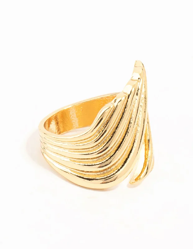 women’s unique rings-Gold Plated Open Curve Wrapped Ring