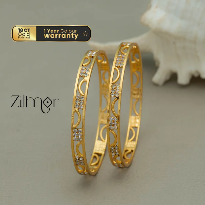 women’s wedding bracelets-KF101632 - Gold Plated stone bangle (pair)