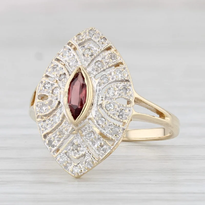 women’s nature-themed engagement rings-0.39ctw Marquise Garnet Diamond Ring 14k Yellow Gold Size 6.5