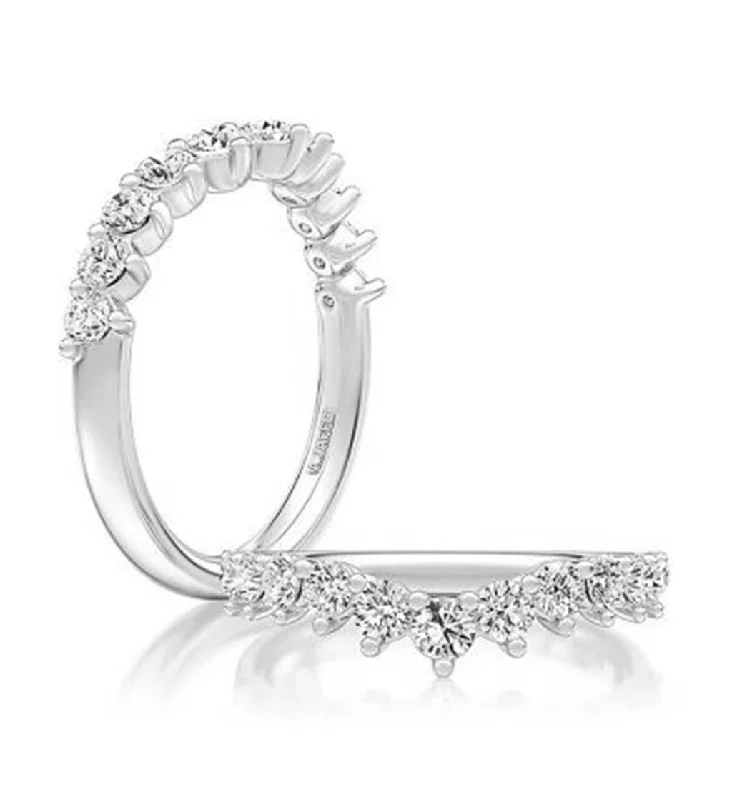 women’s elegant engagement rings-14K White Gold Curved Diamond Ring