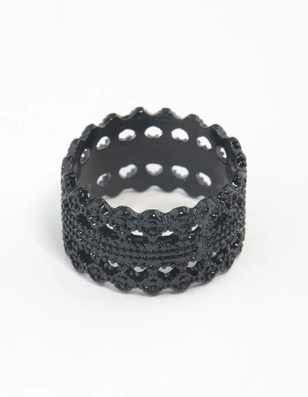 women’s heart-shaped rings-Lace Detail Ring