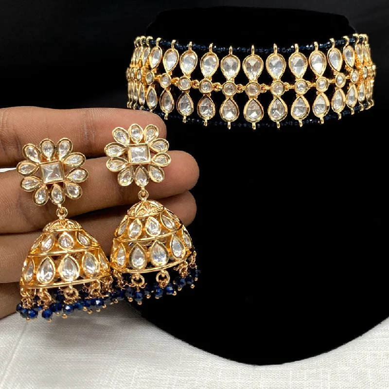 women’s classic chain necklaces-Amoliya Jewels Polki Kundan Choker Necklace Set