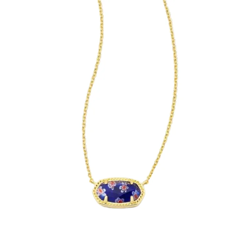 women’s elegant bracelets-Kendra Scott | Elisa Gold Pendant Necklace in Cobalt Blue Mosaic Glass