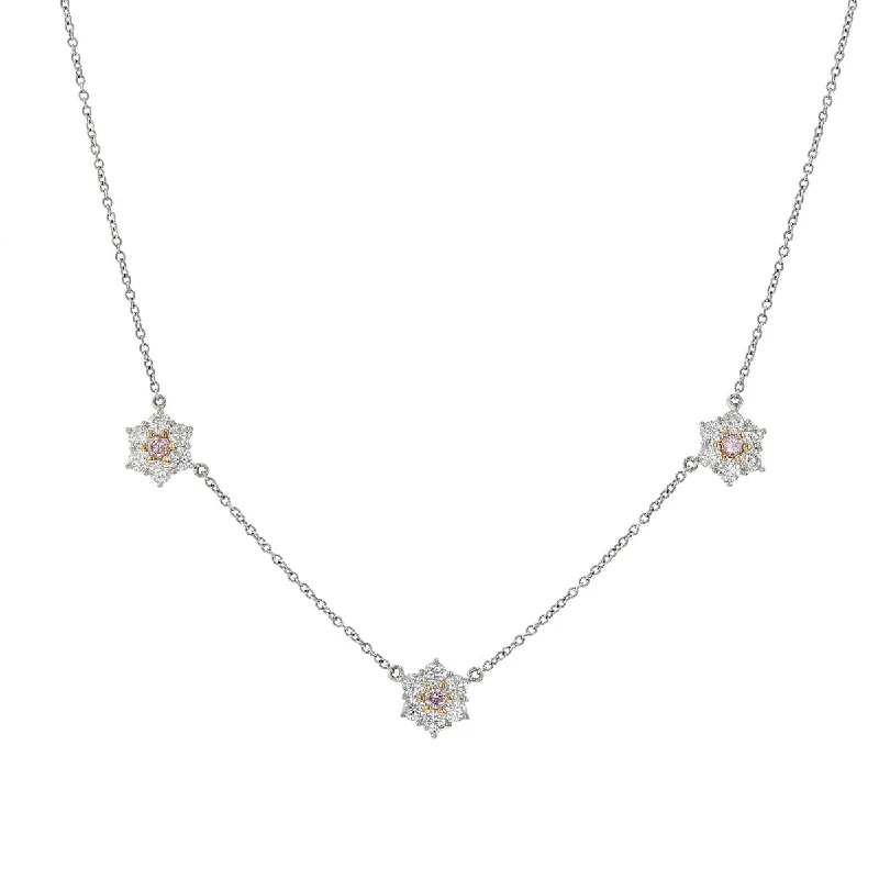 women’s gemstone drop necklaces-Fiore Fancy Intense Pink Diamond Flowers Necklace