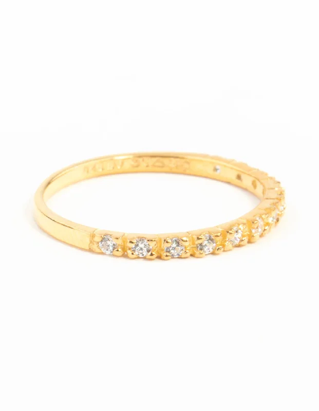 women’s pear-shaped diamond rings-Gold Plated Sterling Silver Pave Diamante Ring