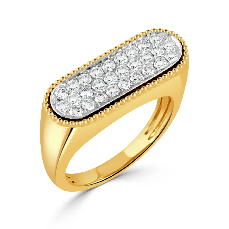 women’s custom designed engagement rings-Doves Two-Tone Flat Top Pave Diamond Ring