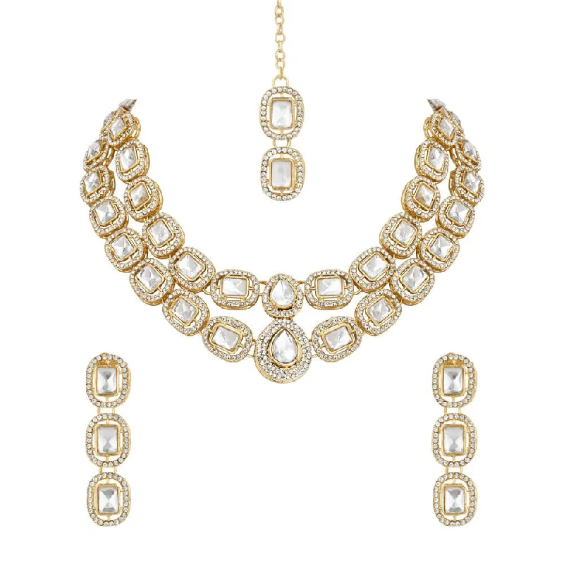 women’s classic necklaces-SNERA Gold Plated Austrian Stone Necklace Set