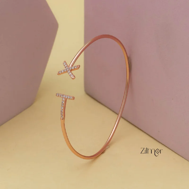 women’s crystal bracelets-ZM101400 - 925 Silver Rose Gold Adjustable Bangle