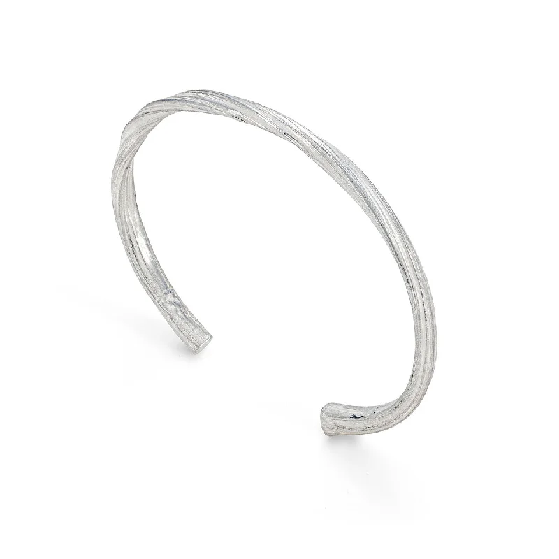 women’s diamond bracelets-Mitsuro Twist Cuff Silver