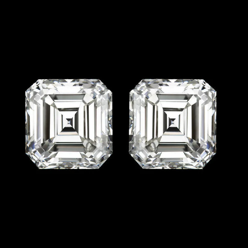 women’s ear cuffs-2 CARAT G VS1 LAB CREATED DIAMOND STUD EARRINGS ASSCHER CUT PAIR CERTIFIED GROWN