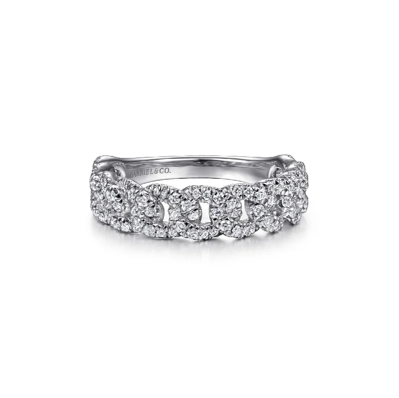 women’s simple engagement rings-Gabriel & Co. Stackable Curb Link Diamond Ring